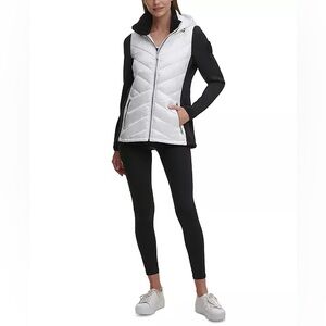NWT! Calvin Klein Performance Hooded Jacket, White and Black, Large